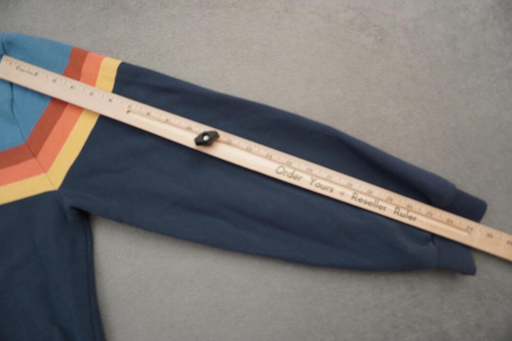 Marine Layer Hoodie Mens Large Blue Retro Stripe Pullover Fleece Kangaroo Pocket - Picture 8 of 13